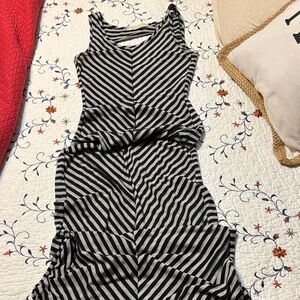 ALLOY Black and grey Striped Maxi Dress